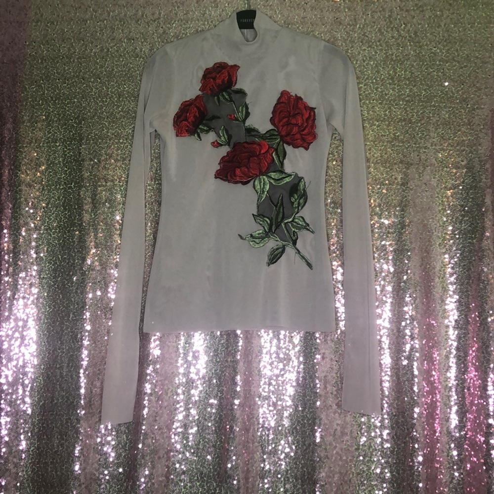 Sheer long sleeve nude shirt